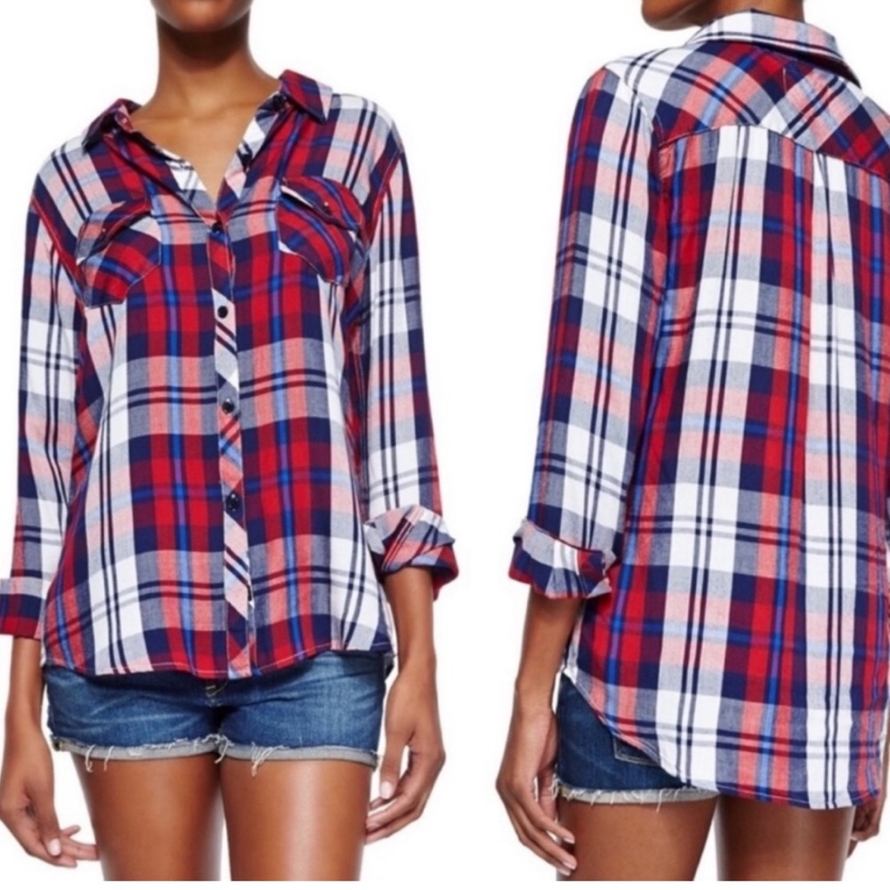 Rails “The Carmen” Red, White & Blue Plaid Button Up Shirt